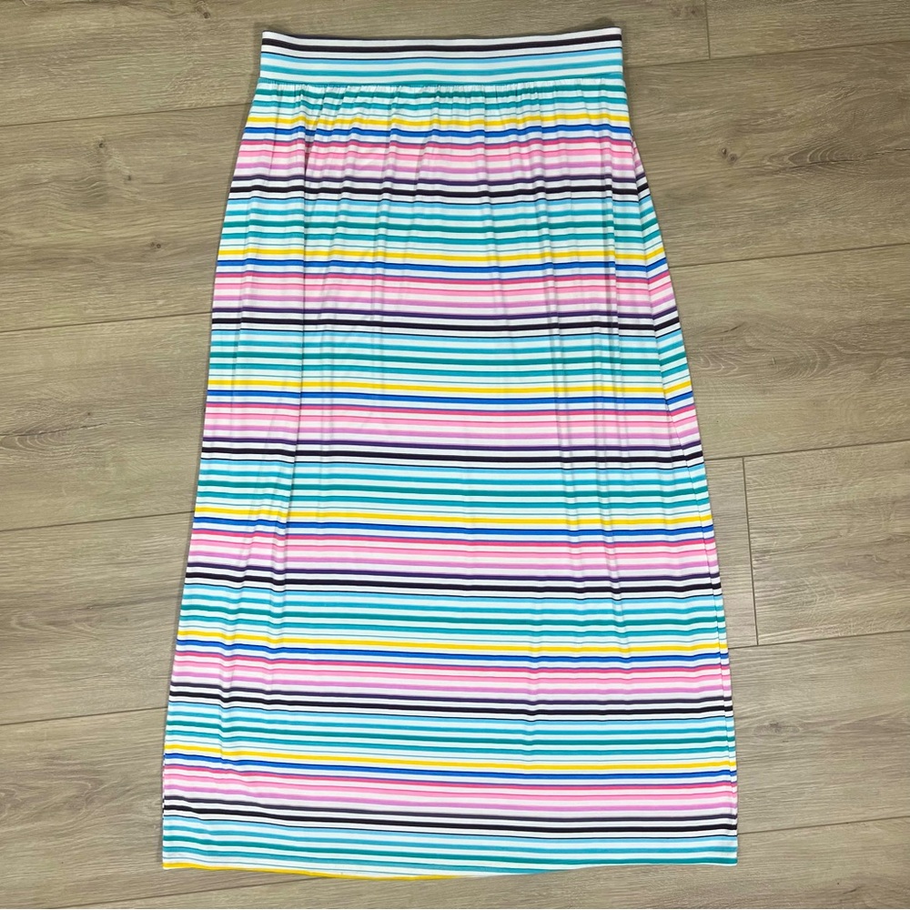 LOFT  Maxi Skirt Multi-colored Striped  Size Medium Elastic Waist